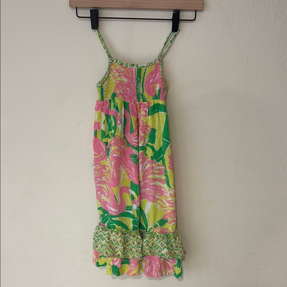 Lilly Pulitzer Pink and Green Ruched Sundress